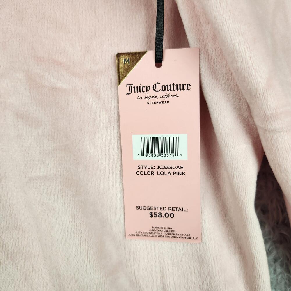Juicy Couture Pajama Shirt Womens Medium Pink Velour Juicy Rhinestone Sleepwear